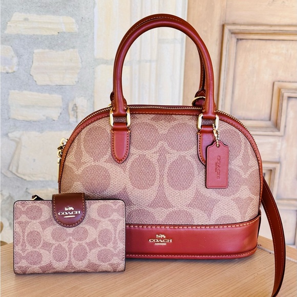 Coach Signature Dome Satchel and Wallet Set - Brown and Red - Picture 1 of 16